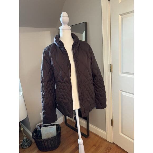 Eddie Bauer Premium Goose Down Puffer Puffy Jacket Coat Women's Size M Brown - Picture 2 of 4